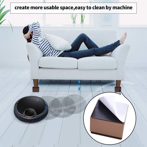 Подставки для подъема мебели 5 см, набор 4 шт стальные квадратные коричневые до 500кг для кровати дивана шкафа | Зображення 4