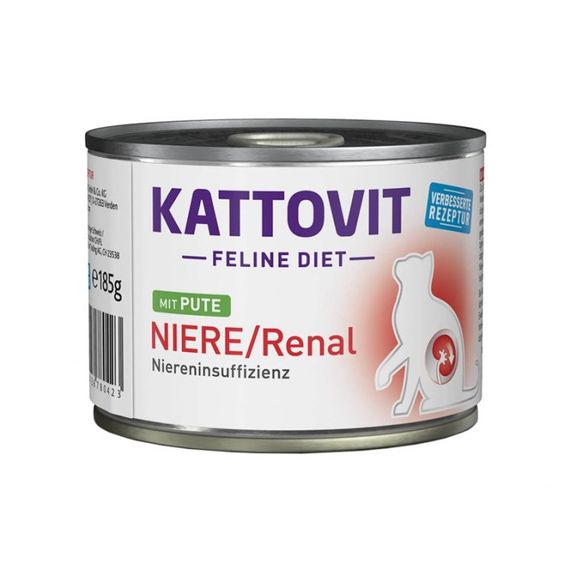 Влажный корм для котов с заболеваниями почек Kattovit Veterinary Niere Renal Turkey, 185 гр
