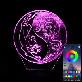 Акриловий світильник-нічник керування з телефона Інь та Ян tty-n002087