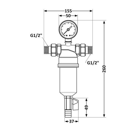 Фільтр самопромивний Thermo Alliance Standart 1/2" тонкого очищення, пластикова колба TAS128W15 | Зображення 1