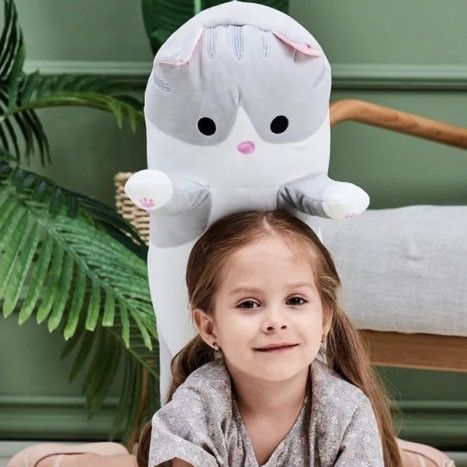 Гигантская мягкая плюшевая игрушка Длинный Кот Батон котейка-подушка 110 см. UP-858 Цвет: серый | Зображення 3