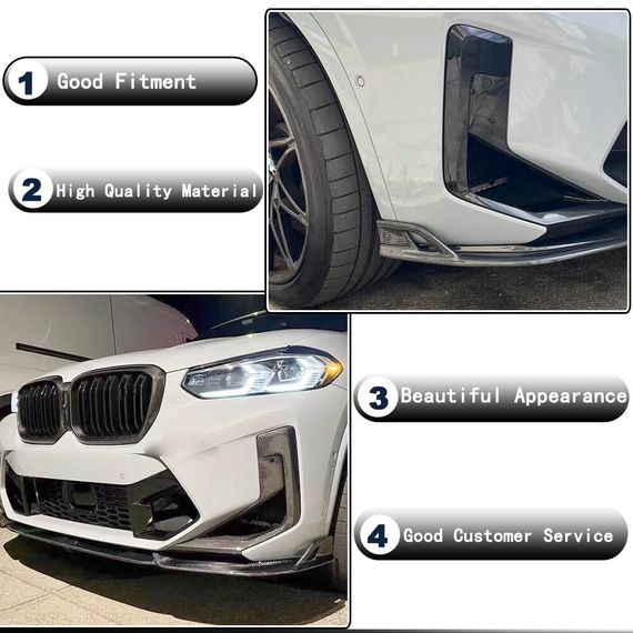 Накладка на передній бампер Lip (для F97 2022-2024, Карбон) для BMW X3 G01 2018- рр | Зображення 2