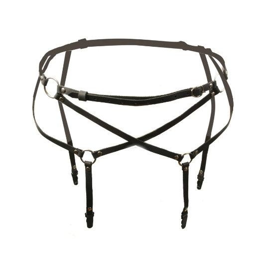 Пояс для панчох One Size S4, натуральна шкіра, чорний Sex Aura | Зображення 1