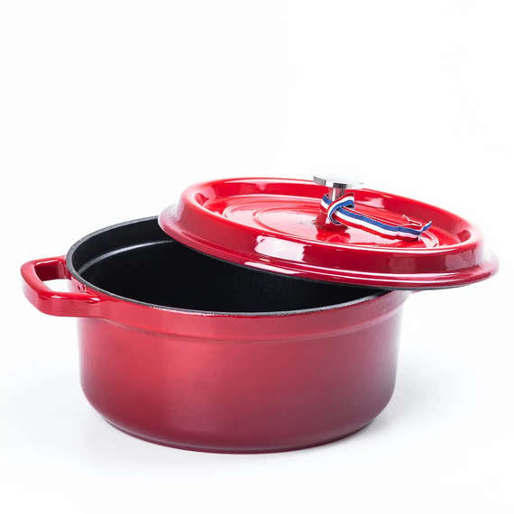 Кокотниця чавунна з емальованим покриттям 3л діаметр 23см темно-червоний | Зображення 2