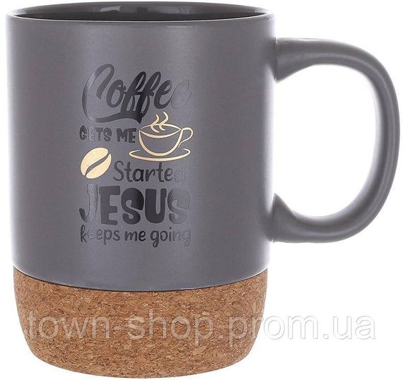 Кружка керамическая "Coffee Time" 400мл с пробковым основанием, серая BD-994-002