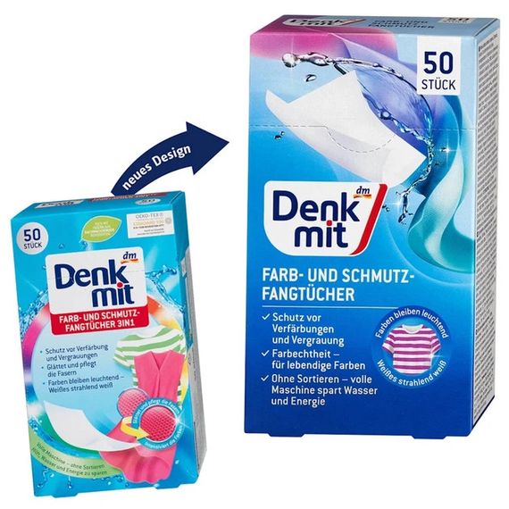 Абсорбирующие салфетки для стирки Denkmit Farb- und Schmutzfangtücher, 50 шт. (Германия) | Зображення 2