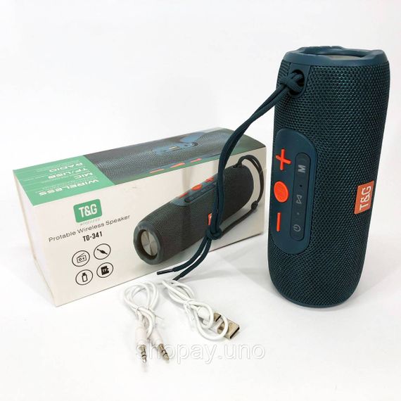 Портативная Bluetooth колонка TG341 со шнурком, Беспроводная колонка портативная мощная. Цвет: синий | Зображення 2