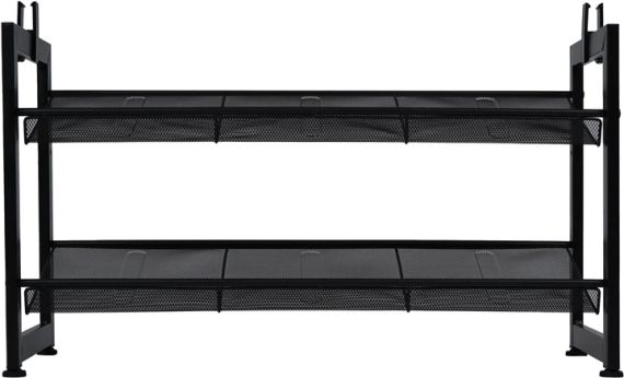 Полка для обуви 2 уровня 74×30.5×43 см черная Eco Fabric EF-7529-2 | Зображення 1