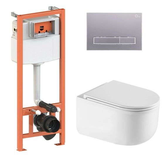 Набір Qtap Nest 4 в 1 підвісний унітаз Taurus Ultra Quiet 490x360x380 + комплект інсталяції QT2433084EUQW46147