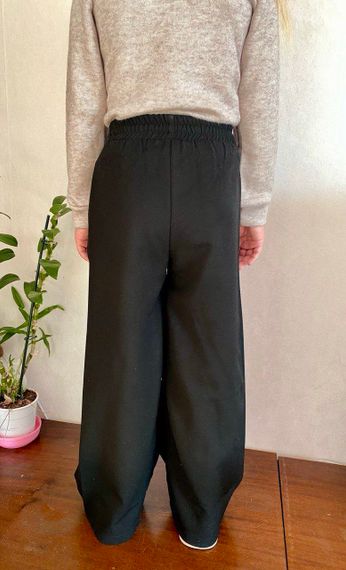 Дитячі штани палаццо для дівчинки шкільні штани колір чорний розмір 152, SBR129 | Зображення 1