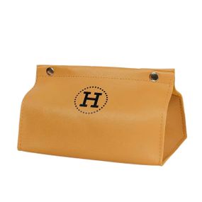 Салфетница из эко кожи 20×7.5×11.5 см для салфеток на кнопках Желтый HP-3-213Y