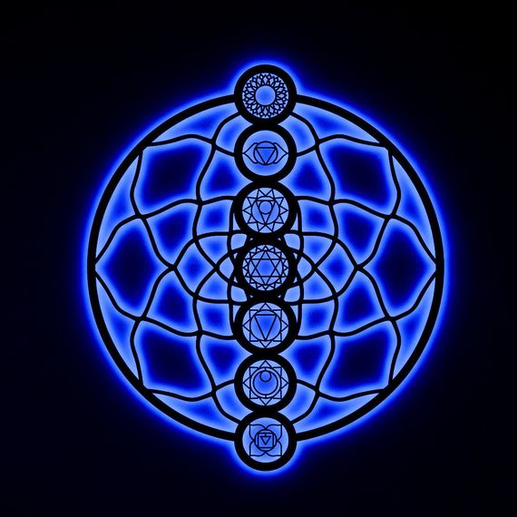 Панно декоративне картина на стіну Чакри кругле LED підсвітка 16 кольорів пульт 800х922 acr-p000253 | Зображення 7