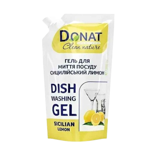 Засіб для миття посуду 1л (дой-пак) Сицилійський лимон Clean Nature ДОНАТ
