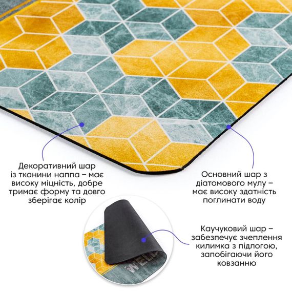 Вологопоглинаючий килимок 38х58х3мм "Ласкаво просимо" куби (D) SW-00001561 | Зображення 1