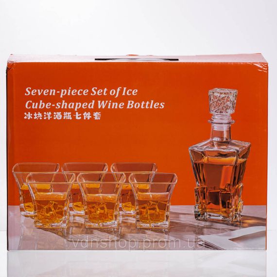 Набір для напоїв графин та 6 склянок для напоїв із товстого скла прозорий 64486-26 | Зображення 4