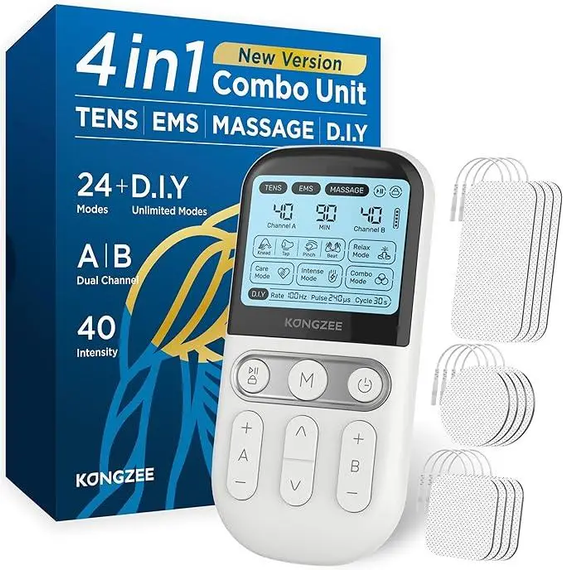 ЕМС-массажёр Аппарат для электростимуляции мышц Kongzee 4 в 1 Tens&Muscle Stimulator AS9026 импульсный ,красный