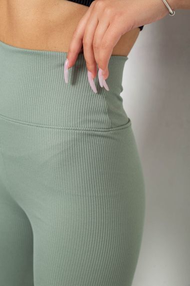 Лосины однотонные в рубчик, цвет оливковый, 238R606-1 | Зображення 4