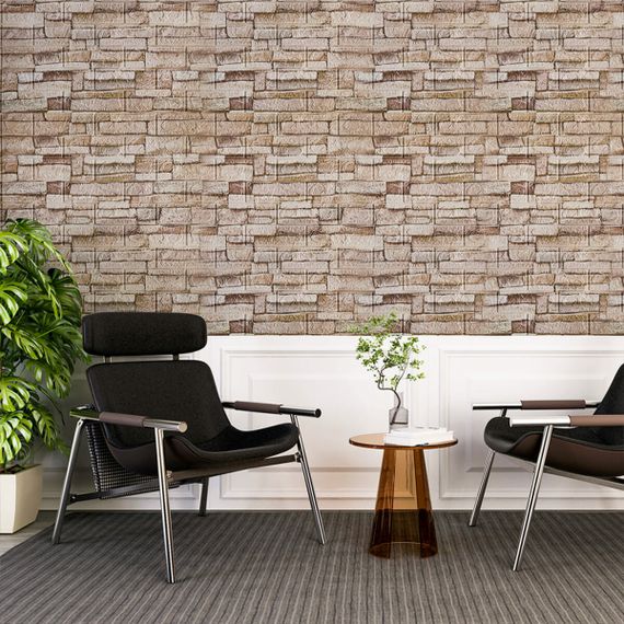 Самоклеюча 3D панель під бежеву цеглу катеринослав 700х770х3мм (344-3) SW-00001383 | Зображення 3