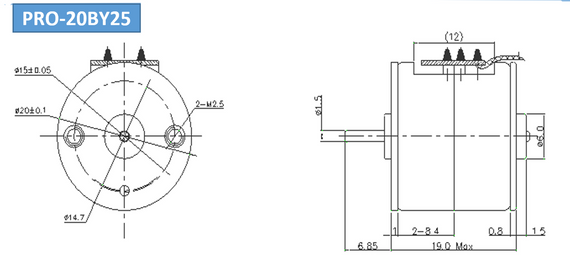 Шаговый двигатель PRO-20BY25 12V 20мм 800 PPS | Зображення 3