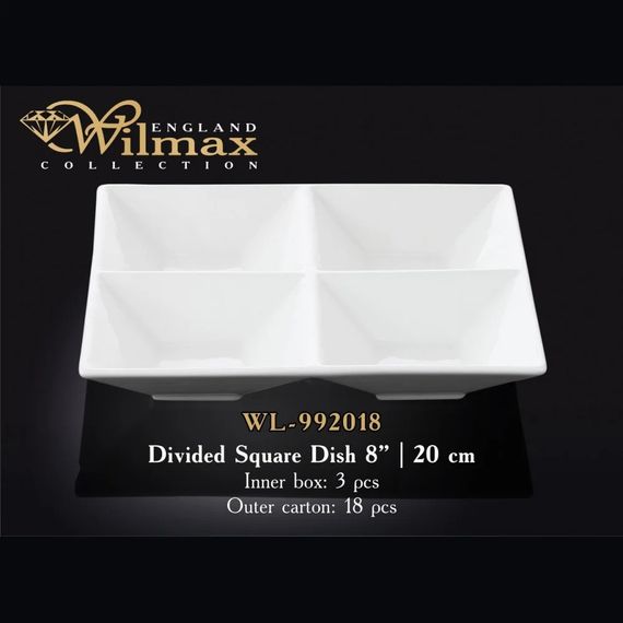 Менажница фарфоровая Wilmax 20 см WL-992018 сервировочная тарелка для закусок | Зображення 1