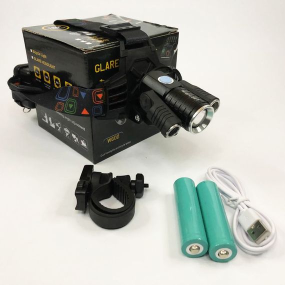 Налобный фонарик с usb зарядкой W602-T6-2XPE Bike | Мощный налобный фонарь для рыбалки | Фонарь на голову TR-108 для рыбалки | Зображення 8