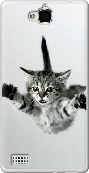 Чехол на Huawei Honor 3C Летящий котёнок "2322u-307-17620"
