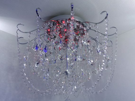 Люстра стельова кришталева з пультом 25487 Хром 49х63х63 см. | Зображення 5