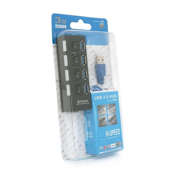 Хаб USB 3.0, 4 порти, з перемикачами, підтримка до 1TB, Пакет | Зображення 1