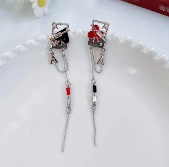 Сережки з гральними картами, сережки з камінцями, сережки карти, сережки з картами, сережки гральні карти, сережки з камінчиками | Зображення 4