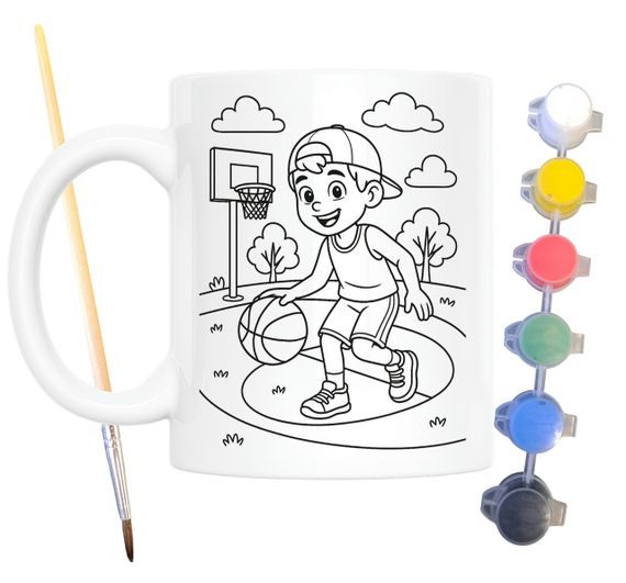 Набір для творчості кружка розмальовка Баскетбол 330 мл біла (КР0166) | Зображення 1