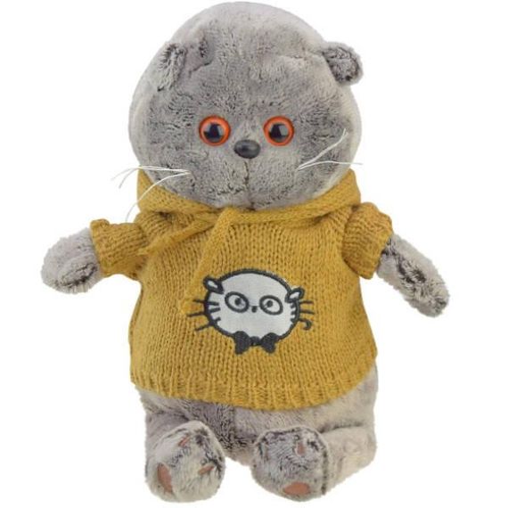 Игрушка мягкая Кот Басик в свитере 30см В коричневом