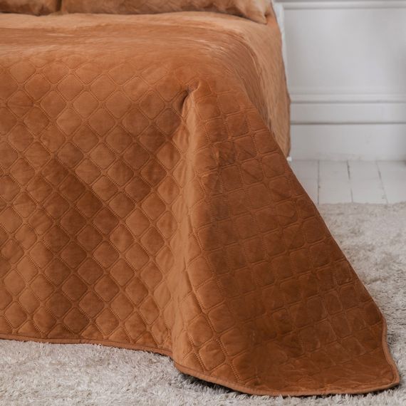 Покрывало двуспальное ТЕП Velour Ромб 4-00516-22388 180х240 см кофейное | Зображення 3