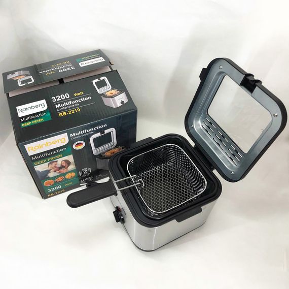 Фритюрница для дома Rainberg RB-2219 с терморегулятором и съемной чашей электрофритюрница AM-597 мини | Зображення 5