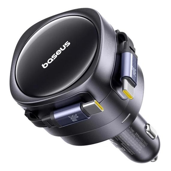 АЗП Baseus Enjoyment Max PD60W with retractable cable (2USB-C) (C00035507121) Cosmic Black | Зображення 3
