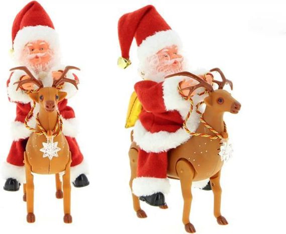Іграшка Санта-Клаус верхи на олені / новорічна іграшка | Зображення 4