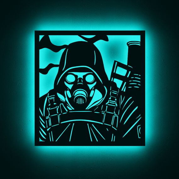 Панно декоративне картина на стіну Сталкер персонаж LED підсвітка 380х400 acr-p000273 | Зображення 1