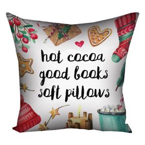 Подушка габардинова з принтом Hot cocoa good books soft pillows 40x40 (4P_22NG057)