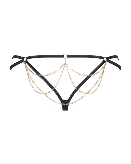 Стринги з ланцюжками Obsessive Pantheria Чорні S/M | Зображення 2