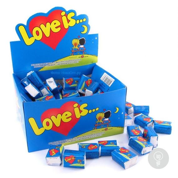 Жувальна гумка Love Is полуниця банан 100 шт блок | Зображення 1