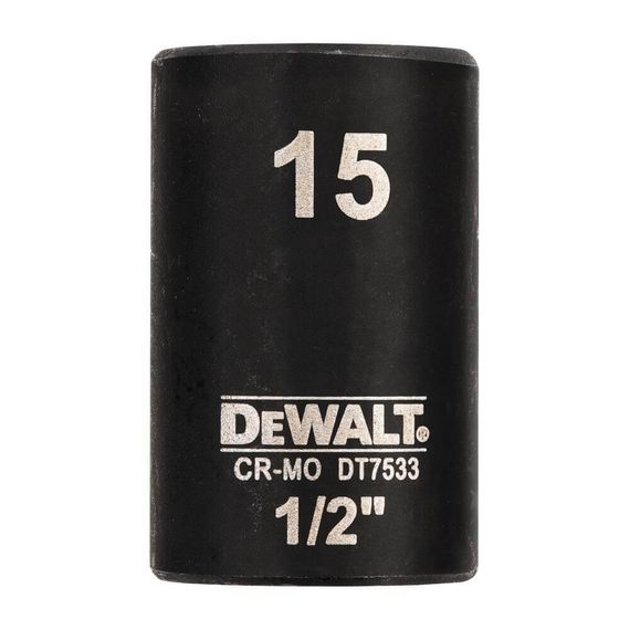 Головка торцевая ударная короткая 15мм IMPACT DeWALT DT7533