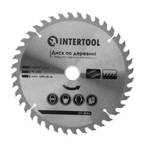 Диск по деревині із твердосплавними напайками 230*30*1.6 мм 40 зубів INTERTOOL CT-3046