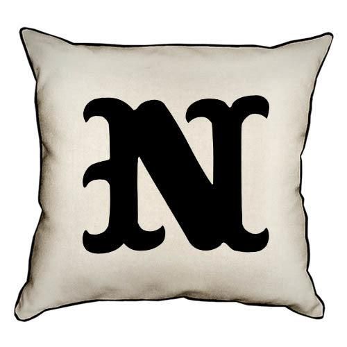 Подушка з мішковини Letter N 45x45 см (45PHB_ABC027_WH)