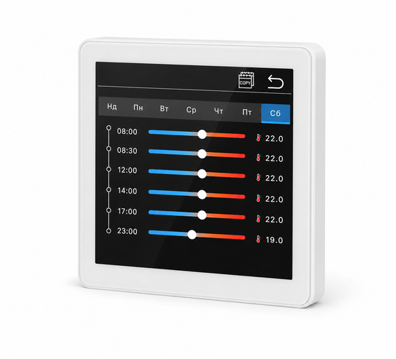 114351 Комнатный сенсорный термостат с WiFi управлением Tervix Pro Line WiFi TouchScren Thermostat (котел), белая рамка | Зображення 3