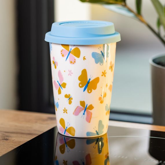 Фарфоровый стакан с силиконовой крышкой и отверстием для трубочки 420 мл Белый RX-N240546W | Зображення 4