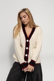 Теплий жіночий кардиган з косичками на ґудзиках - молочний цвет, ONE SIZE (є розміри)
