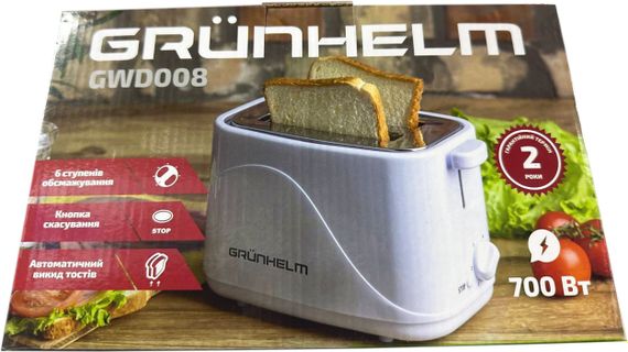 Тостер для хліба електричний Grunhelm GWD008 тостерниця 6 ступенів прожарювання 700 Вт | Зображення 7
