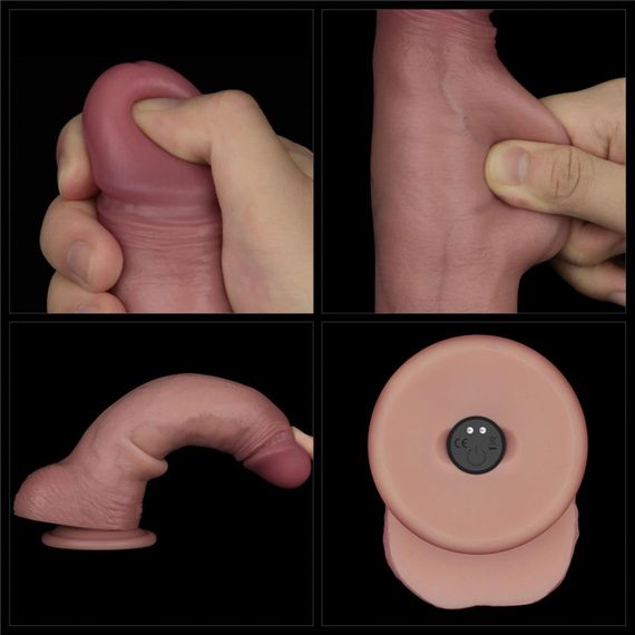 Реалистичный вибратор - Vibrating Sliding Skin Pro II Dual Layer Silicone Dong 8.5" Flesh Sex Aura | Зображення 6