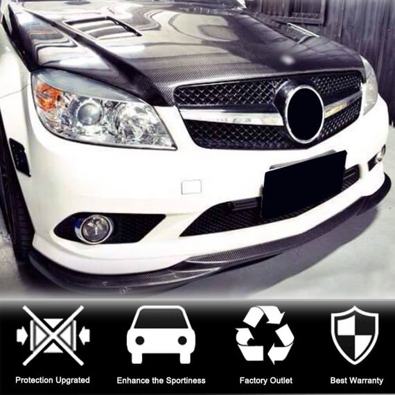Накладка на передній бампер Lip (для AMG-Line 2008-2011, Карбон) для Mercedes C-class W204 рр | Зображення 1
