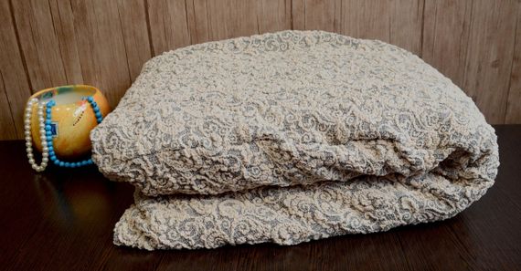 Жакардовий чохол на кутовий диван з спідницею Ванільний | Зображення 2