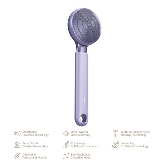 Ультразвукова щітка для всього тіла GESKE Sonic Full-Body Brush&Intensive Exfoliator 8в1 starlight, Фіолетовий | Зображення 1